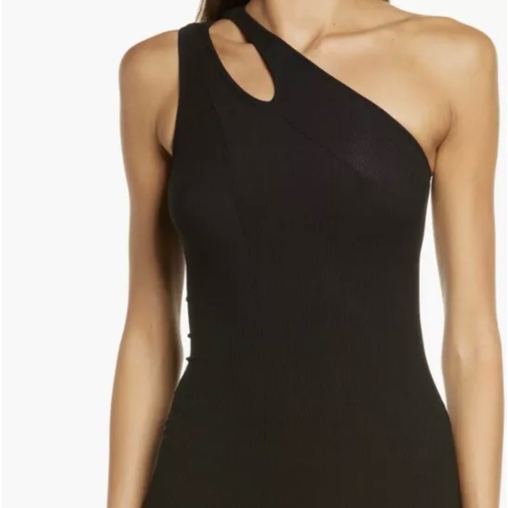 SKIMS Black Cut-out One Shoulder Soft Lounge Mini-Dress, Black XL